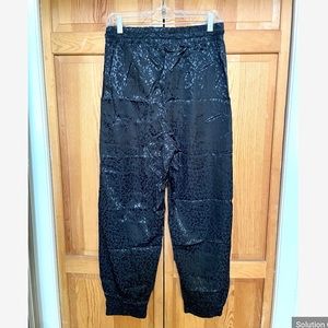 Zara Black Leopard Print Joggers, Size L